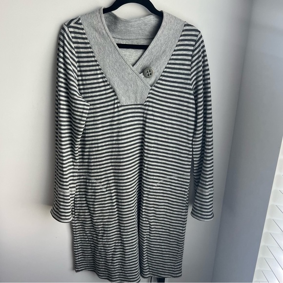 Soft Surroundings Chill Time Striped Grey Sweater Dress Size Medium - Picture 2 of 10